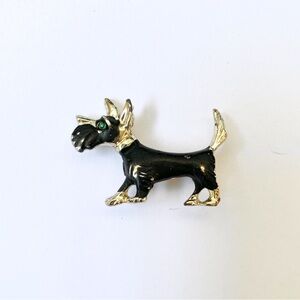 vintage black scottie dog golden brooch pin